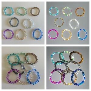 Bundle of 8 ~ 8mm Aura Mermaid Crystal Beaded 7” Stretch Bracelets